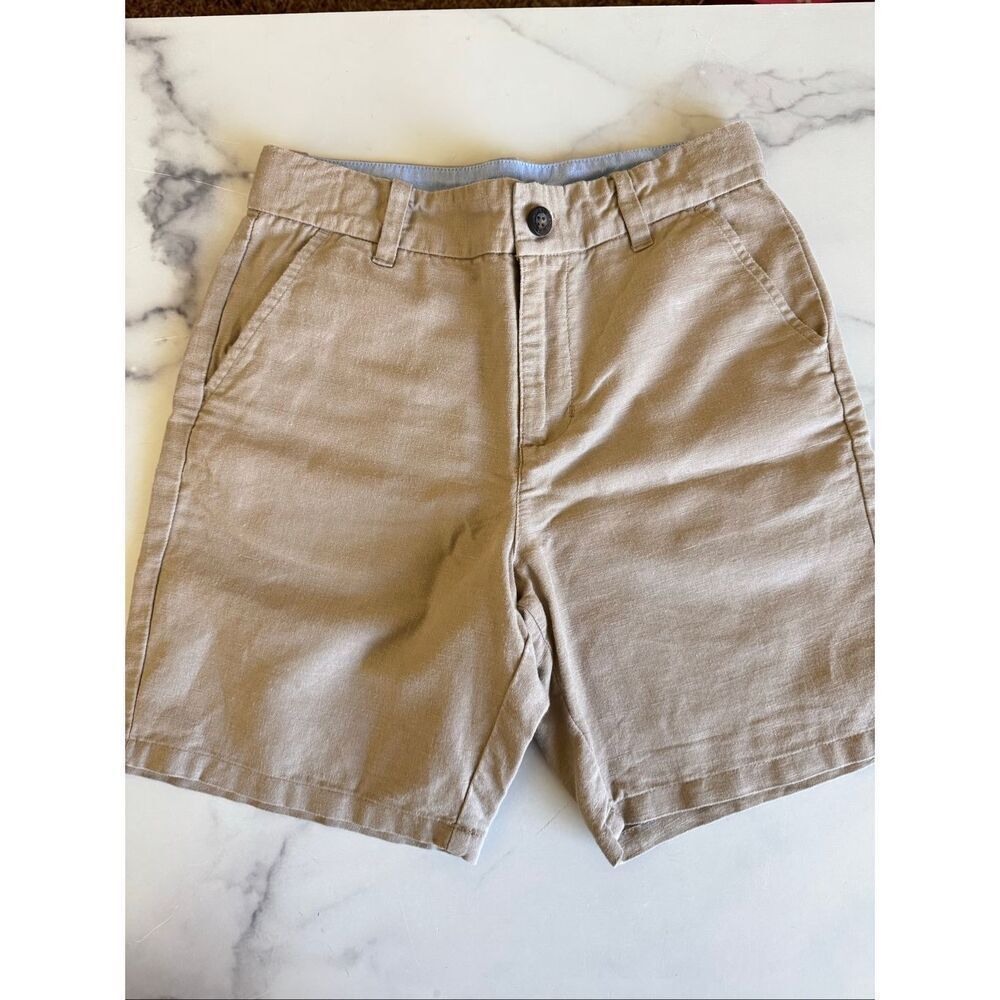Janie & jack boys size 8 tan linen cotton shorts preppy